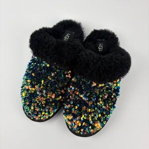 Ugg Sequined Scuffette Slipper Stellar Sequin Blue Iridescent Shearling Fur 8
